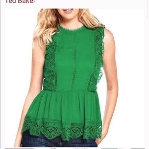 Ted Baker Omari Mixed Lace Peplum Sleeveless Top